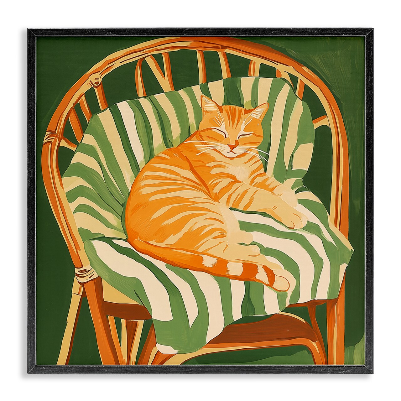 Stupell Industries Cat In Rattan Chair Framed Giclee, design by Walker Noble